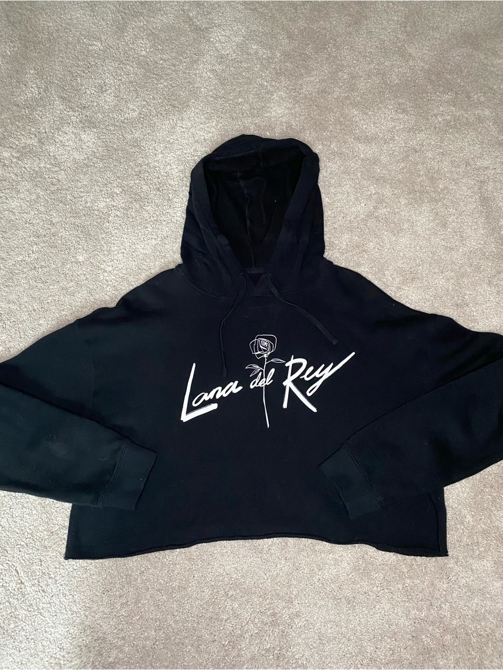 LDR Rose Black Cropped Hoodie - M